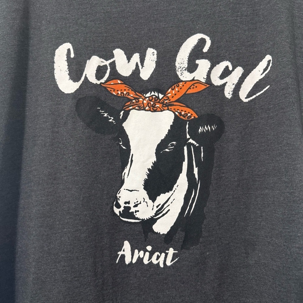 Ariat Cow Gal Graphic Tshirt Women’s Size Small Heather Grey Western - Picture 2 of 5